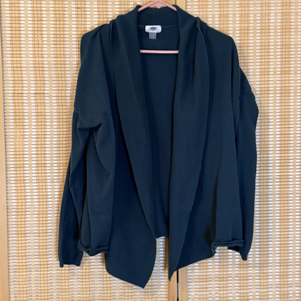 Old Navy Womens L Green Open Front Cardigan Office Western Resort Granny Flaw